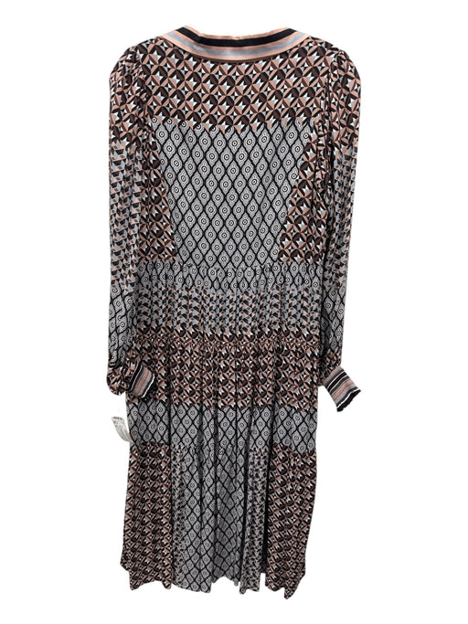 Hale Bob Size XS Blue, Black & Brown Viscose Long Sleeve Abstract Print Dress Blue, Black & Brown / XS