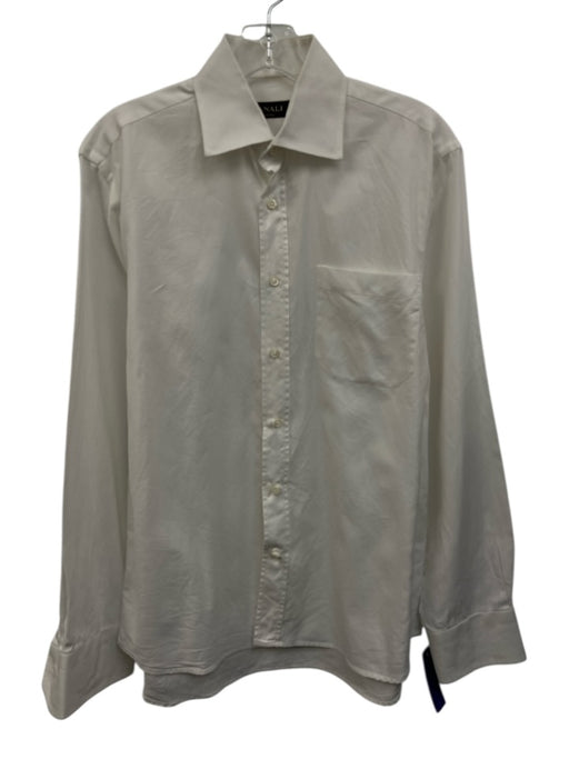 Canali AS IS Size 15.5 White Cotton Solid Front Pocket Men's Long Sleeve Shirt White / 15.5