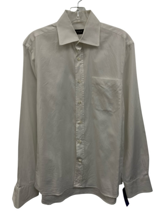 Canali AS IS Size 15.5 White Cotton Solid Front Pocket Men's Long Sleeve Shirt White / 15.5