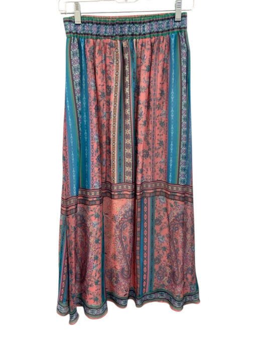 Hale Bob Size XS Pink, Blue, Green Viscose & Silk Striped All Over Print Skirt Pink, Blue, Green / XS