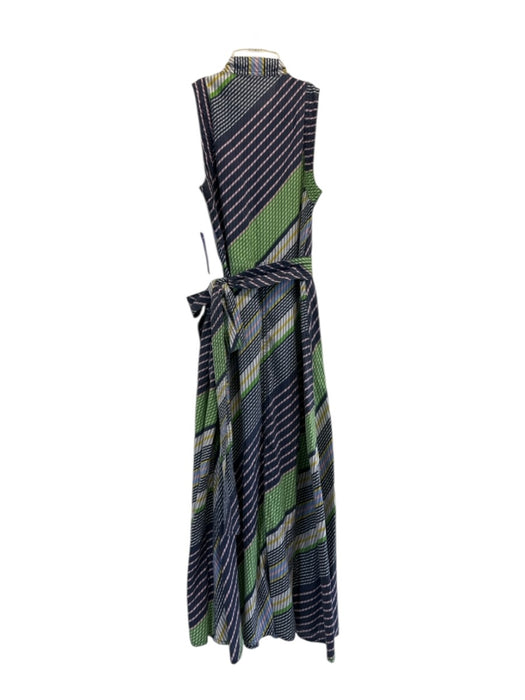 Tory Burch Size 00 Navy & Multi Cotton Maxi Stripes Wrap Buttons Dress Navy & Multi / 00