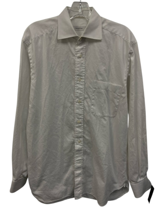 Ermenegildo Zegna Size 15.5 White Cotton Solid Button Down Long Sleeve Shirt White / 15.5