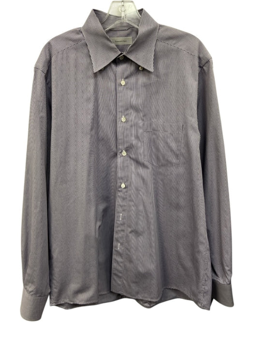 Ermenegildo Zegna Size XL Purple & White Cotton Plaid Men's Long Sleeve Shirt Purple & White / XL