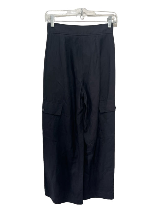 COS Size 2 Black Lyocell & Linen Cargo Wide Leg Zip Fly Pants Black / 2