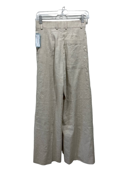 COS Size 4 Beige Linen & Polyester Zip Fly Pleated Pockets Trouser Pants Beige / 4