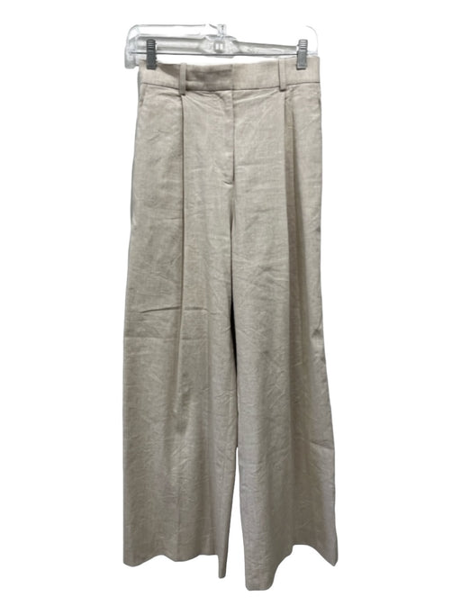 COS Size 4 Beige Linen & Polyester Zip Fly Pleated Pockets Trouser Pants Beige / 4