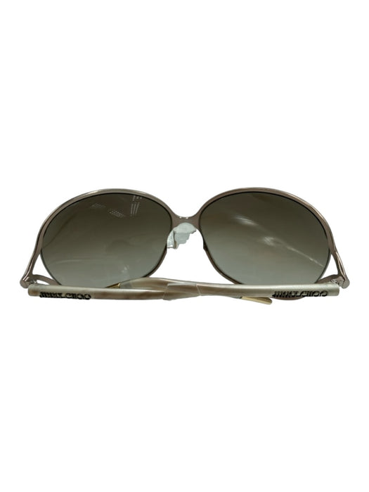 Jimmy Choo Milky White & Gold Acetate & Metal Box Inc. Sunglasses Milky White & Gold