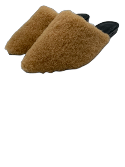 Jenni Kayne Shoe Size 36 Black & Tan leather sole Shearling Pointed Toe Flats Black & Tan / 36