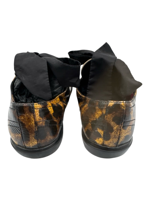Prada Shoe Size 36 Brown & Black Patent Leather Ribbon Laces Low Top Sneakers Brown & Black / 36
