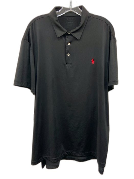 Polo Size Est L Black Solid Polo Men's Short Sleeve Black / Est L