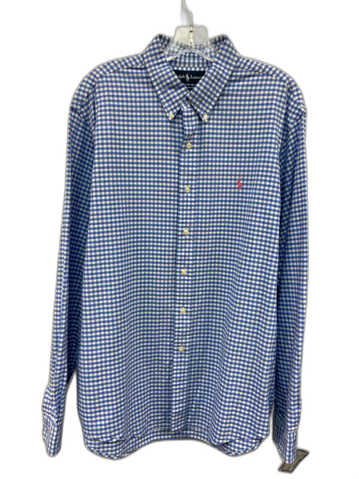 Ralph Lauren Size XL Blue & White Cotton Plaid Button Down Long Sleeve Shirt Blue & White / XL