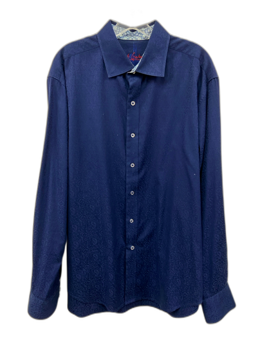 Robert Graham AS IS Size Est L Blue Cotton All Over Print Long Sleeve Shirt Blue / Est L