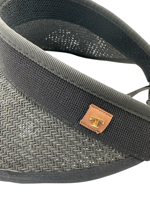 Touche' Black & Gray Paper Woven Adjustable Strap Sun Visor Hat Black & Gray / One Size