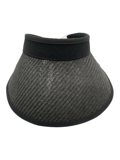 Touche' Black & Gray Paper Woven Adjustable Strap Sun Visor Hat Black & Gray / One Size