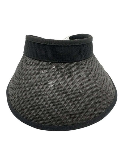 Touche' Black & Gray Paper Woven Adjustable Strap Sun Visor Hat Black & Gray / One Size