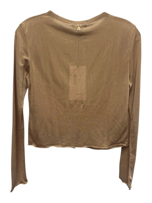 The Park Size XS Beige Lyocell Long Sleeve Buttons Semi Sheer Cardigan Beige / XS