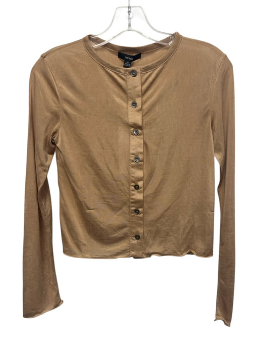 The Park Size XS Beige Lyocell Long Sleeve Buttons Semi Sheer Cardigan Beige / XS