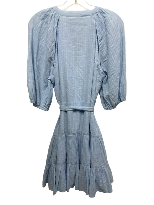 Veronica Beard Size 10 Light Blue Cotton Ladder Lace Accents Button Down Dress