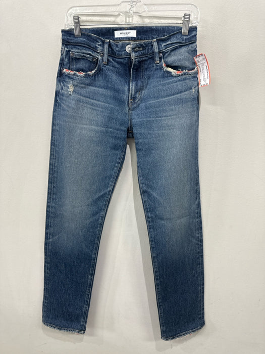 Moussy Vintage Size 24 Medium Wash Cotton Denim Mid Rise Zip Fly Slim Jeans