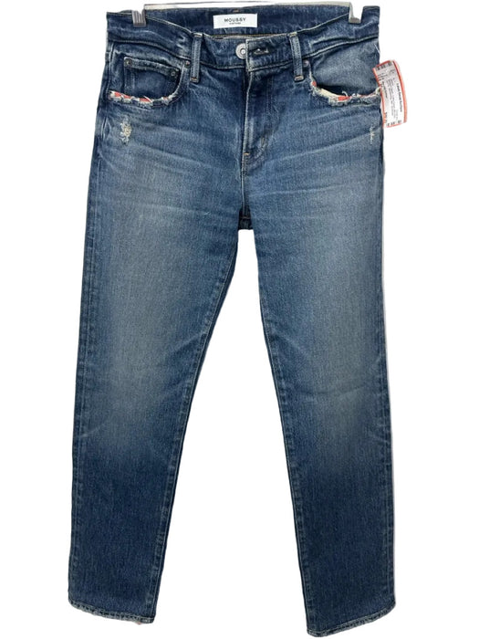 Moussy Vintage Size 24 Medium Wash Cotton Denim Mid Rise Zip Fly Slim Jeans