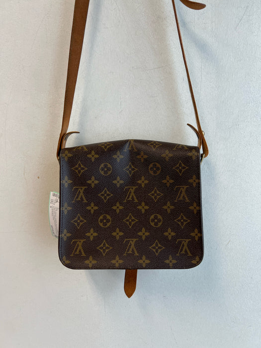 Louis Vuitton Brown Leather Buckle Detail Logo Print Brass Hardware Bag