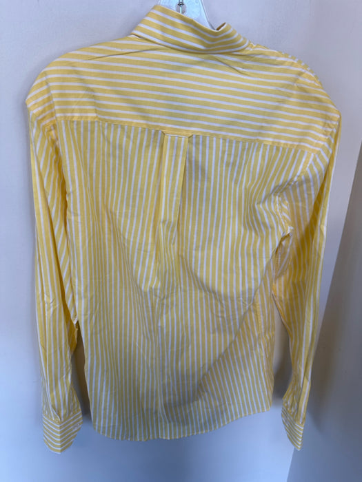 Cotton Brothers Size S Yellow & White Cotton Striped Button Down Men's Shirt