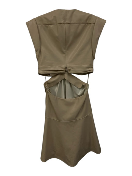 A.L.C. Size 6 Cream Viscose Blend Sleeveless Cut Out Zip Back Plunge Neck Dress Cream / 6