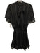 Misa Size M Black Tie Neck Stripe Mini Short Sleeve Dress Black / M