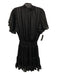 Misa Size M Black Tie Neck Stripe Mini Short Sleeve Dress Black / M