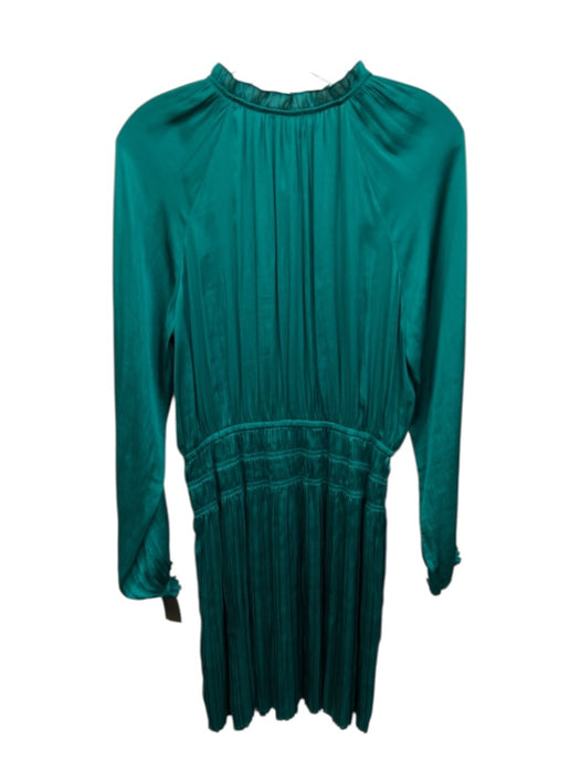 Current Air Size S Emerald Polyester Keyhole Front Long Sleeve Pleated Dress Emerald / S