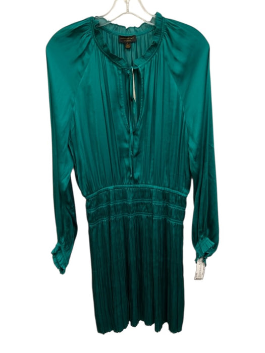 Current Air Size S Emerald Polyester Keyhole Front Long Sleeve Pleated Dress Emerald / S