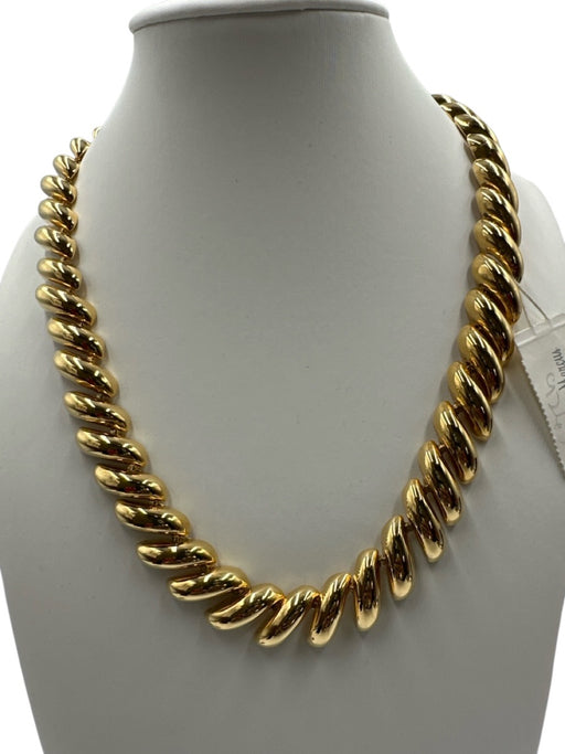 St John Gold Metal Push Clasp Gold Tone Necklace Gold