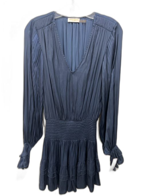 Ramy Brook Size XS/TP Navy Polyester Long Balloon Sleeve V Neck Dress Navy / XS/TP