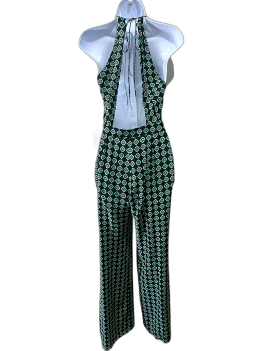 Diane Von Furstenberg Size 0 Green, Pink & White Silk Halter Geometric Jumpsuit Green, Pink & White / 0