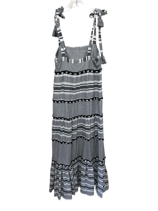 Veronica Beard Size XS Black & White Sleeveless Pattern Block Tiered Maxi Dress Black & White / XS