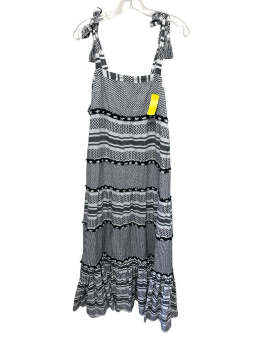 Veronica Beard Size XS Black & White Sleeveless Pattern Block Tiered Maxi Dress Black & White / XS