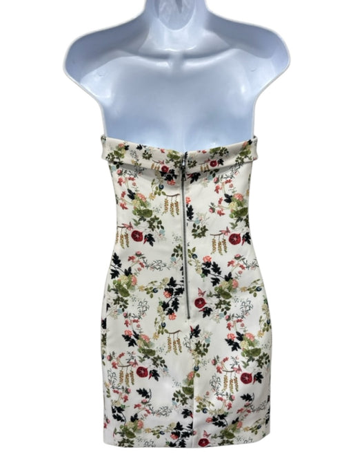 Alice + Olivia Size 2 Cream, Red & Green Recycled Polyester Strapless Mini Dress Cream, Red & Green / 2