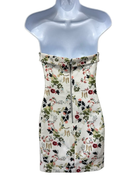 Alice + Olivia Size 2 Cream, Red & Green Recycled Polyester Strapless Mini Dress Cream, Red & Green / 2