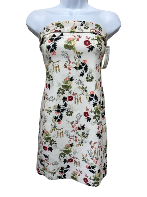Alice + Olivia Size 2 Cream, Red & Green Recycled Polyester Strapless Mini Dress Cream, Red & Green / 2
