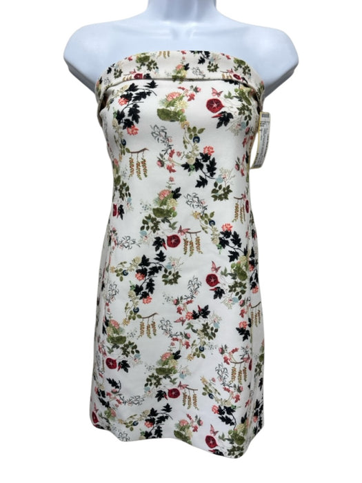 Alice + Olivia Size 2 Cream, Red & Green Recycled Polyester Strapless Mini Dress Cream, Red & Green / 2