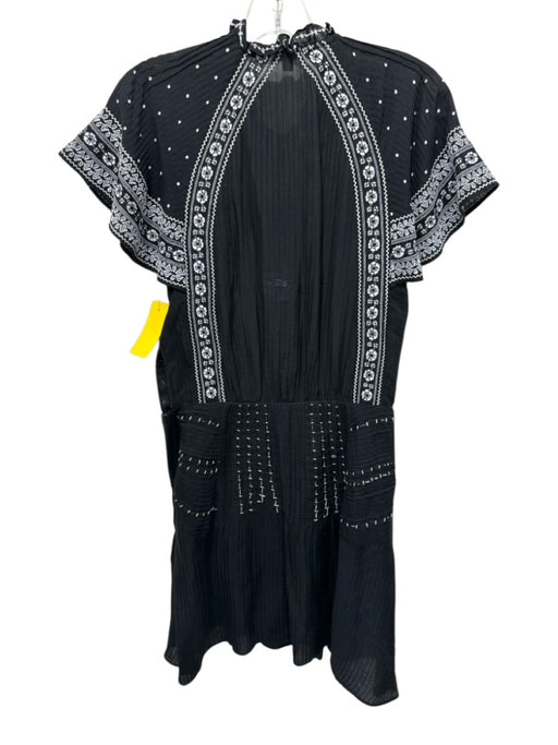 Veronica Beard Size 0 Black & White Silk & Cotton Short flutter sleeve Dress Black & White / 0