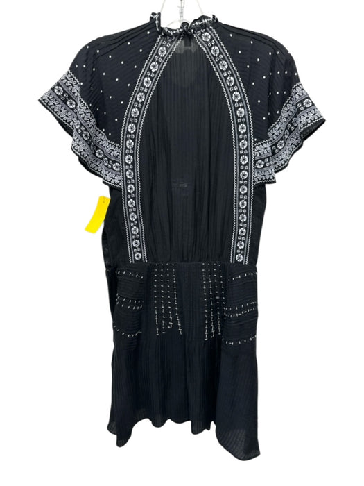 Veronica Beard Size 0 Black & White Silk & Cotton Short flutter sleeve Dress Black & White / 0