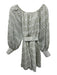 Alice + Olivia Size XS White & Green Cotton Long Balloon Sleeve Floral Dress White & Green / XS