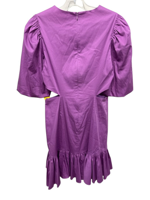 Veronica Beard Size 0 Purple Cotton Blend Short Puff Sleeve Side Cut Outs Dress Purple / 0
