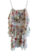 Alice + Olivia Size 2 Cream & Multi Silk Off Shoulder Spaghetti Strap Dress Cream & Multi / 2