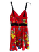 Alice + Olivia Size 2 Red & Multi Cotton V Neck Spaghetti Strap Back Zip Dress Red & Multi / 2