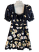 Alice + Olivia Size EST 2 Black & Cream Cotton Square Neck Lace Detail Dress Black & Cream / EST 2