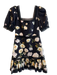 Alice + Olivia Size EST 2 Black & Cream Cotton Square Neck Lace Detail Dress Black & Cream / EST 2