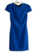 Alice + Olivia Size 2 Blue Acetate Blend Round Neck Back Zip Short Sleeve Dress Blue / 2