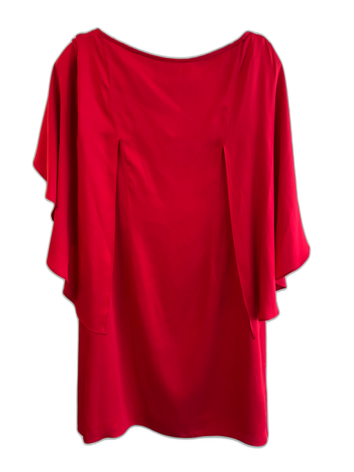Milly Size 2 Red Unknown Boat Neck Capelet Neckline Side Zip Knee length Dress Red / 2